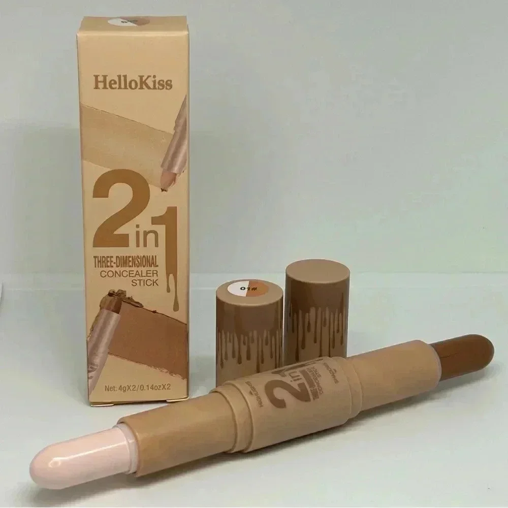 Hello Kiss 2-in-1 Concealer Contour Stick - Light Beige & Light Brown